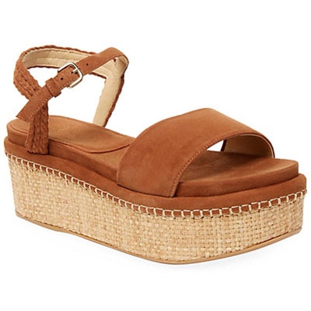 Stuart Weitzman Suede Tan/Brown Platform Sandals Women